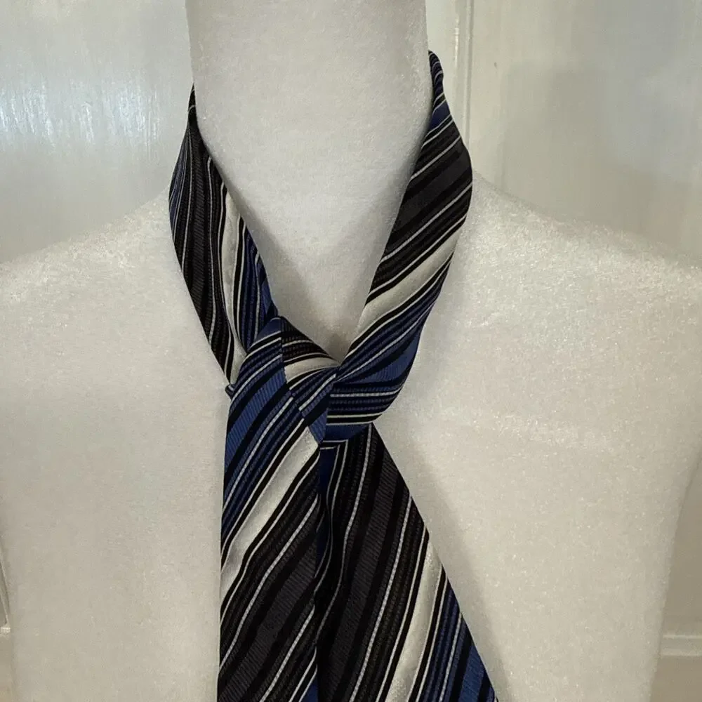 Pierre Cardin 100% Silk Multi-color Striped Classic Length & Width Neck Tie Vtg